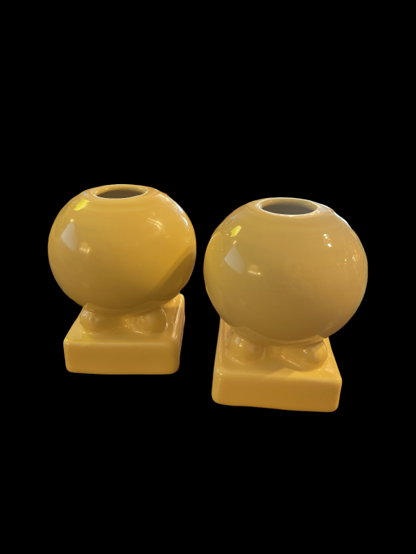 Fiesta Bulb Candle Holder Pair in Pale Yellow +Like New+ For Cheap