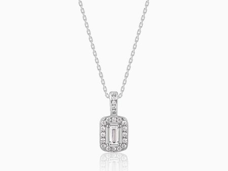 Silver Sparkling Zirconia Pendant With Link Chain For Sale