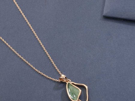 Beautiful Trail Of The Green Gemstone Necklace (Brass) on Sale