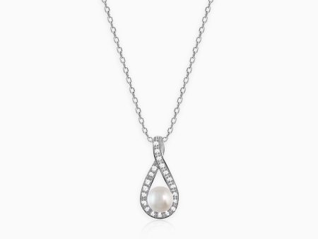 Silver Tear Drop Pearl Pendant With Link Chain Hot on Sale