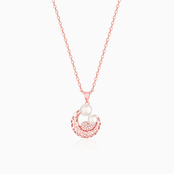 Rose Gold Pearlescent Cuddle Pendant With Link Chain Fashion