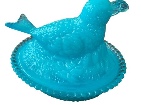 Degenhart Bird Glass Candy Dish   Nest Opalescent Blue on Sale