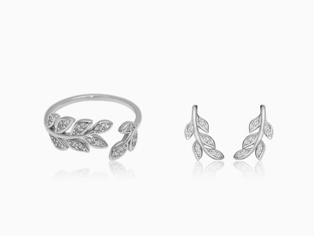 Silver Zircon Leaf Set Supply