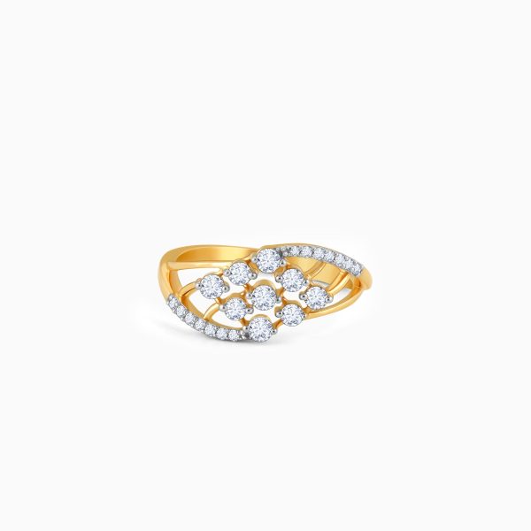 Gold Graceful Wave Diamond Ring For Discount