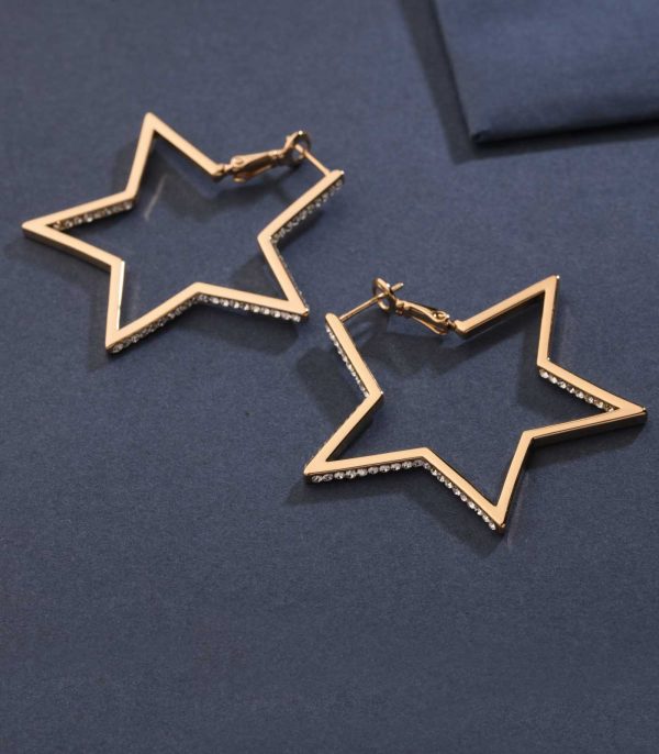 Decorative Golden Color Stars Earrings (Brass) Online