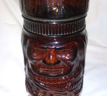 Vintage Native American Indian Brown Amber Glass Jar Tobacco Humidor Canister 10  Discount