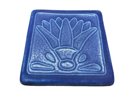 Pewabic 110 Blue Egyptian Lotus   Flower Tile Fashion