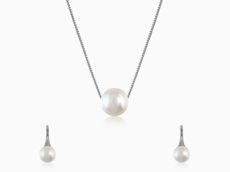 Silver White Pearl Moon Set For Cheap