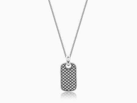 Oxidised Silver Confident Pendant With Box Chain For Him Online