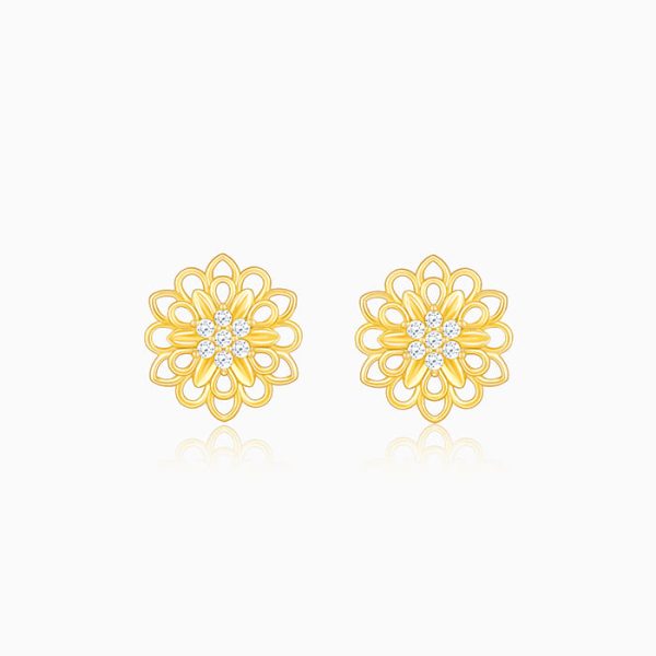 Anushka Sharma Golden Blooming Flower Stud Earrings Fashion