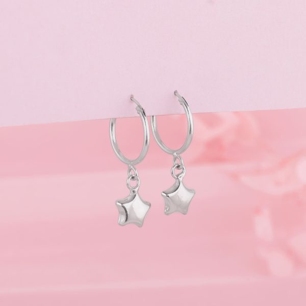 Silver Mini Star Hoop Earrings Online Hot Sale