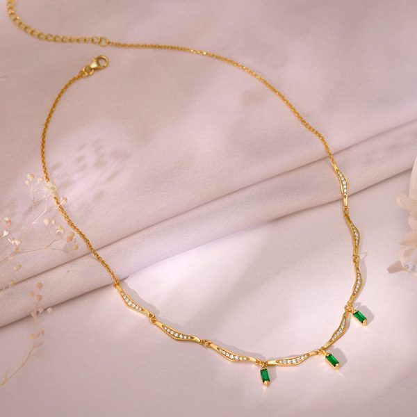 Golden Emerald Tranquility Necklace on Sale