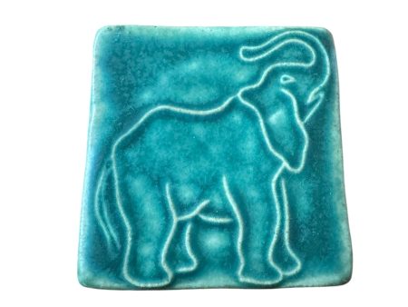 Pewabic Green 2010 3x3 Happy Elephant Tile Online