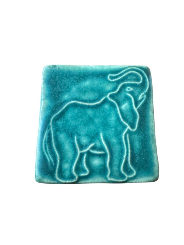 Pewabic Green 2010 3x3 Happy Elephant Tile Online