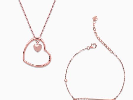 Rose Gold Crown Heart Duo For Cheap