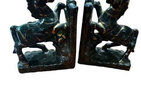 Vintage Lipper Mann Mid Century Modern Zebra Bookends - Black   Gold - For Cheap