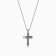 Black Rhodium Holy Christ Pendant With Box Chain For Him For Cheap