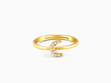 Golden Crescent Zircon Ring Fashion