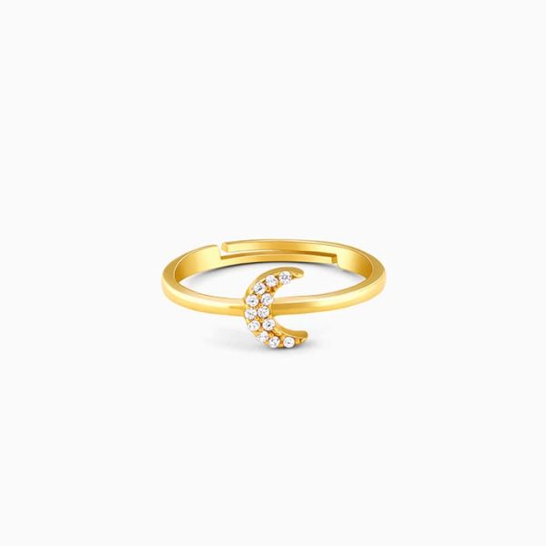 Golden Crescent Zircon Ring Fashion