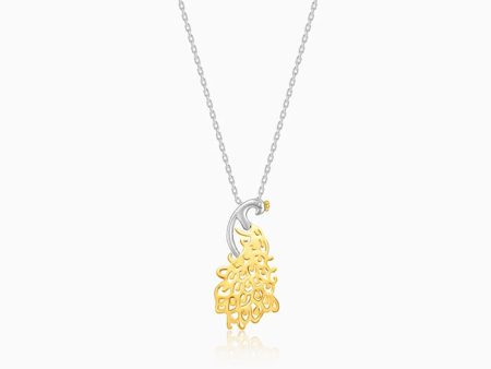 Golden Peacock Pendant with Link Chain For Cheap