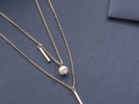 Dazzling Shower Of Silver Color Rods And Pearls Necklace (Brass) Supply