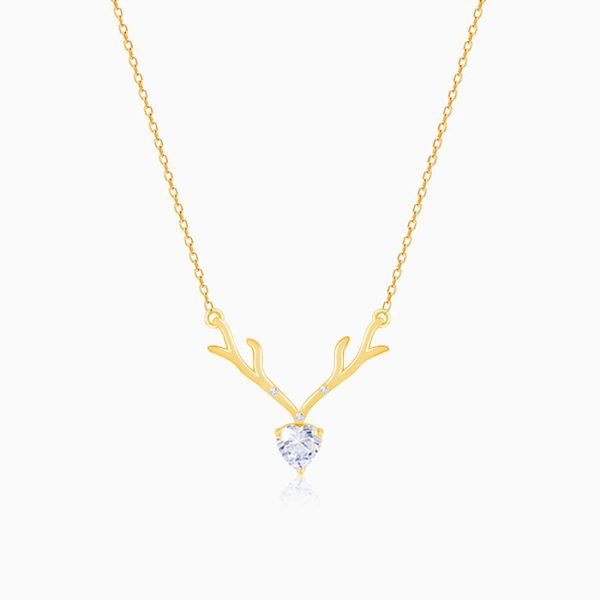 Golden Deer Heart Necklace Fashion