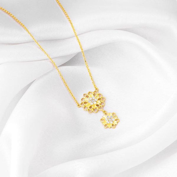 Golden Blooming Flower Necklace Online Sale