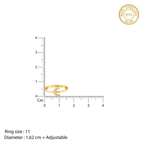 Golden Crescent Zircon Ring Fashion