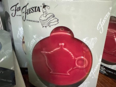 Fiesta Ornament Embossed SCARLET HLCCA Exclusive TEAPOT only 144 made For Sale