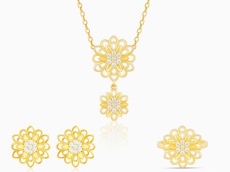 Golden Blooming Flower Set For Sale