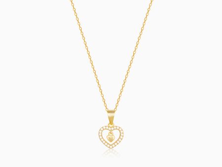 Golden Love Droplet Pendant With Link Chain Discount