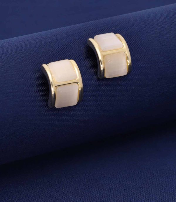 Classic golden Color button earrings(Silver) Online Sale