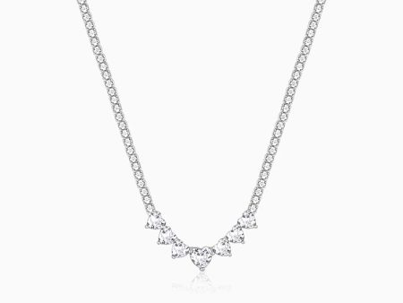 Silver Zirconia Heart Necklace For Cheap