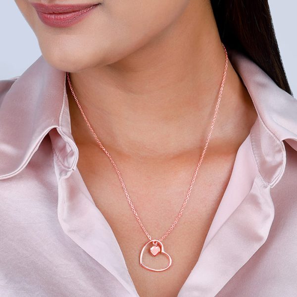 Anushka Sharma Rose Gold Heart Necklace For Cheap