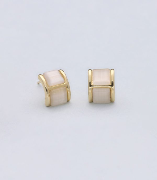 Classic golden Color button earrings(Silver) Online Sale