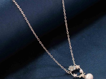 Dangling Pearl with Round  Necklace (Silver) For Cheap