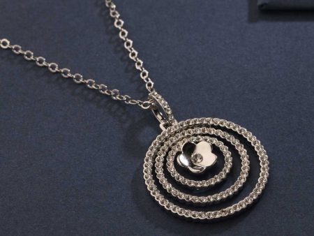 Decorative Concentric Loops Of Silver Color Flower Necklace (Brass) Sale