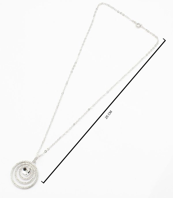 Decorative Concentric Loops Of Silver Color Flower Necklace (Brass) Sale