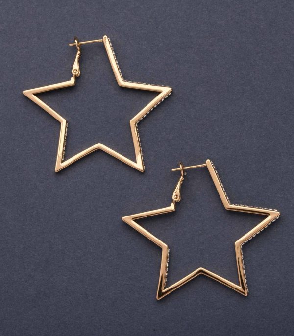 Decorative Golden Color Stars Earrings (Brass) Online