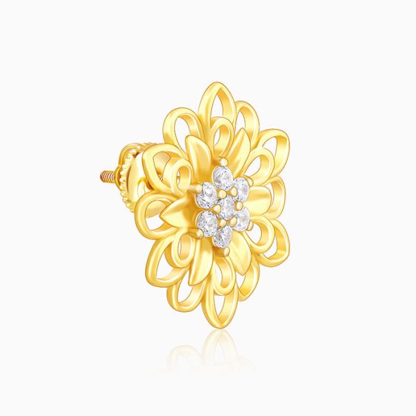 Anushka Sharma Golden Blooming Flower Stud Earrings Fashion