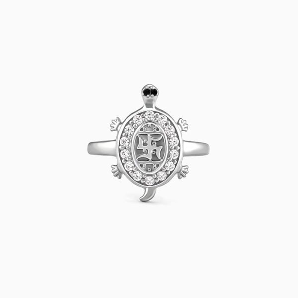 Silver Swastik Tortoise Ring Online Hot Sale