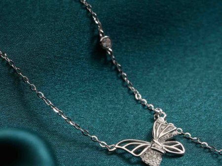 Elegant Butterfly Necklace (Silver) Sale