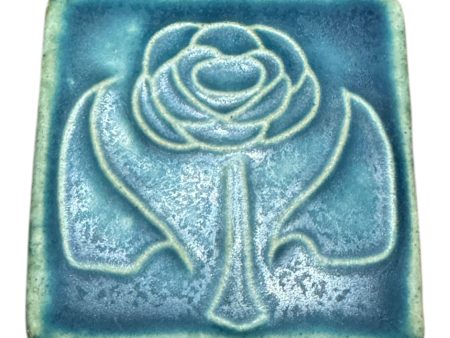 Pewabic 2009 Blue Rose Flower Tile Online now