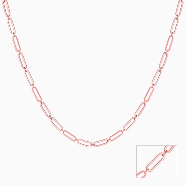 Rose Gold Elongated Link Chain Necklace For Discount