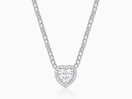 Silver Solitaire Love Necklace For Sale