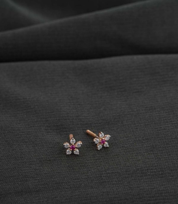 Diamond Catharanthus roseus Earrings Hot on Sale