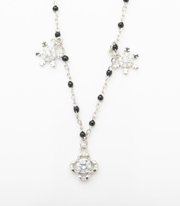 Dangling Stone Snowflake Mangalsutra (Silver) on Sale