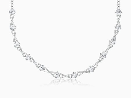 Silver Zircon Excess Necklace For Sale