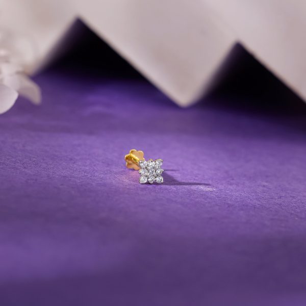 Gold Square Radiance Diamond Nose Pin Discount