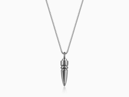 Black Rhodium Bullet Pendant With Box Chain For Him Online Hot Sale